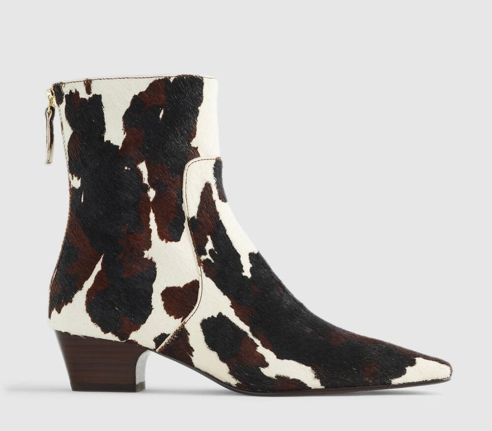 Madewell Cowhide Ankle Boots in Black and White